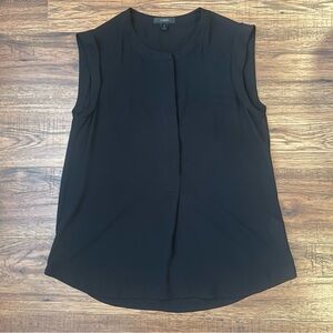 J Crew Womens Black Sleeveless Blouse Chiffon Button Front‎ Work Preppy Casual 2